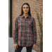 Жіноча сорочка в клітинку з декоративними камінчиками Oversize