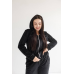 Жіночий велюровий костюм на змійці з капюшоном Чорний, XL