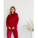 Жіночий велюровий костюм із капюшоном Вишневий, XXL