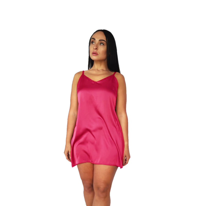 Жіноча нічна сорочка шовкова на регульованих бретельках Малиновий XL/2XL Жіноча нічна сорочка шовкова на регульованих бретельках Малиновий XL/2XL