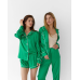 Комплект шовковий трійка сорочка з шортами та штанами Зелений, L Комплект шовковий трійка сорочка з шортами та штанами Зелений, L