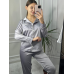 Комплект шовковий трійка сорочка з шортами та штанами Срібло, XL Комплект шовковий трійка сорочка з шортами та штанами Срібло, XL