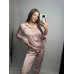 Комплект шовковий трійка сорочка з шортами та штанами Пудра, XL Комплект шовковий трійка сорочка з шортами та штанами Пудра, XL