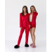 Комплект шовковий трійка сорочка з шортами та штанами Червоний, L Комплект шовковий трійка сорочка з шортами та штанами Червоний, L