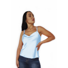 Базова майка жіноча хомут, шовк, Блакитний, 3XL
