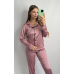 Комплект шовковий трійка сорочка з шортами та штанами Темна пудра, L Комплект шовковий трійка сорочка з шортами та штанами Темна пудра, L