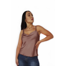 Базова майка жіноча хомут, шовк, Какао, 2XL