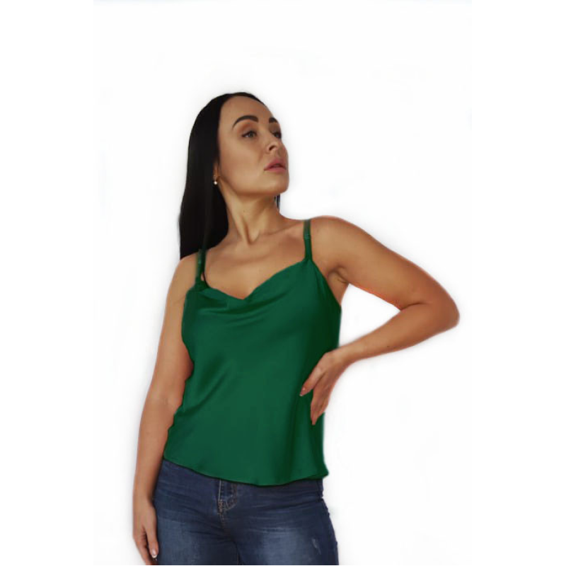 Базова майка жіноча хомут, шовк, Зелений, 3XL