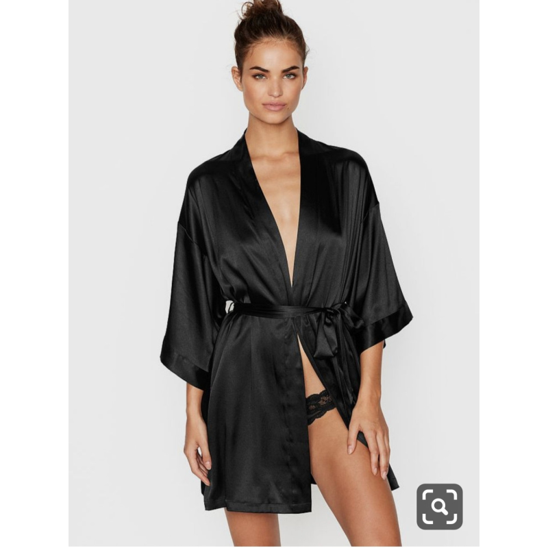 Комплект халат і піжама жіноча з мереживом майка+шорти, чорний 2XL Комплект халат і піжама жіноча з мереживом майка+шорти, чорний 2XL