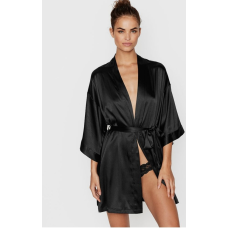 Комплект халат і піжама жіноча з мереживом майка+шорти, чорний 4XL