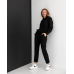 Жіночий спортивний теплий костюм оверсайз чорний, XS