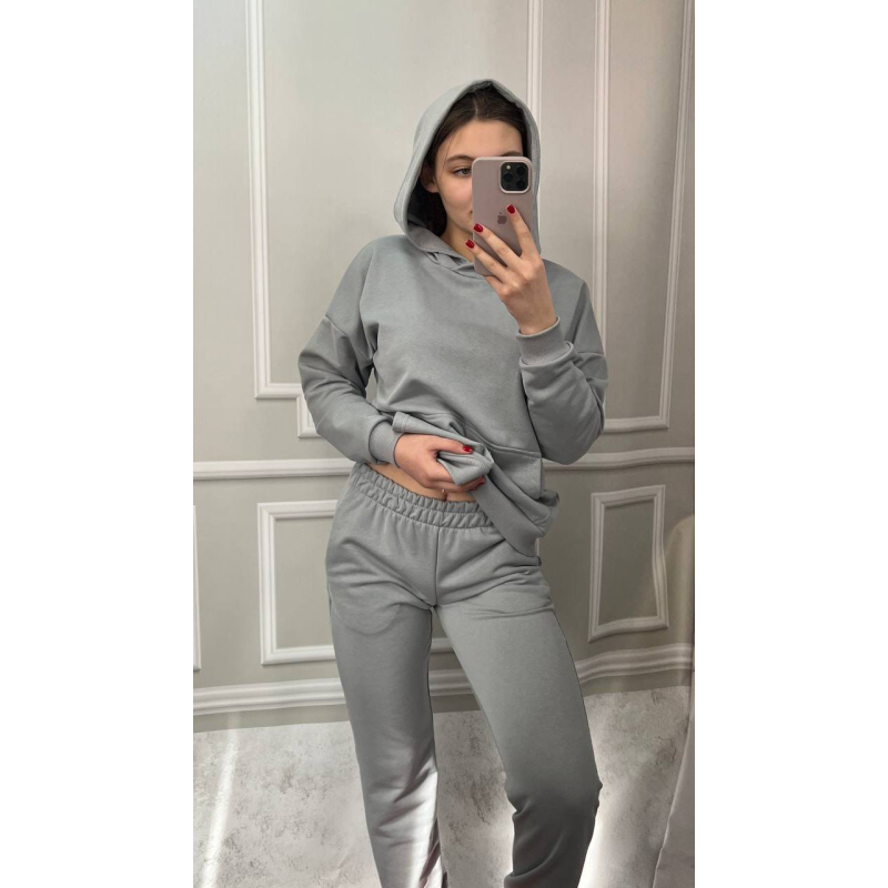 Костюм спортивний жіночий трьохнитка петля Сірий, S Костюм спортивний жіночий трьохнитка петля Сірий, S