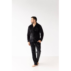 Піжама чоловіча велюрова на ґудзиках Чорний, M