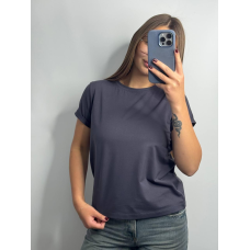Базова футболка жіноча однотонна Графіт, XXL