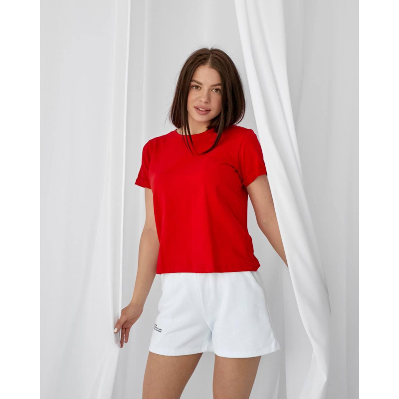 Базова футболка жіноча однотонна Червоний, XXL