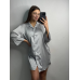 Жіноча нічна сорочка подовжена шовкова. XL, Срібний