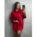 Жіноча нічна сорочка подовжена шовкова. L, Червоний
