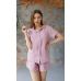 Піжама жіноча муслінова шорти та сорочка, L, Темно-рожевий