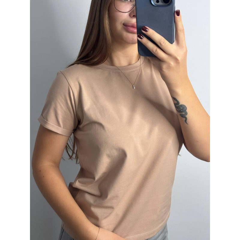 Базова футболка жіноча однотонна Беж, XXL