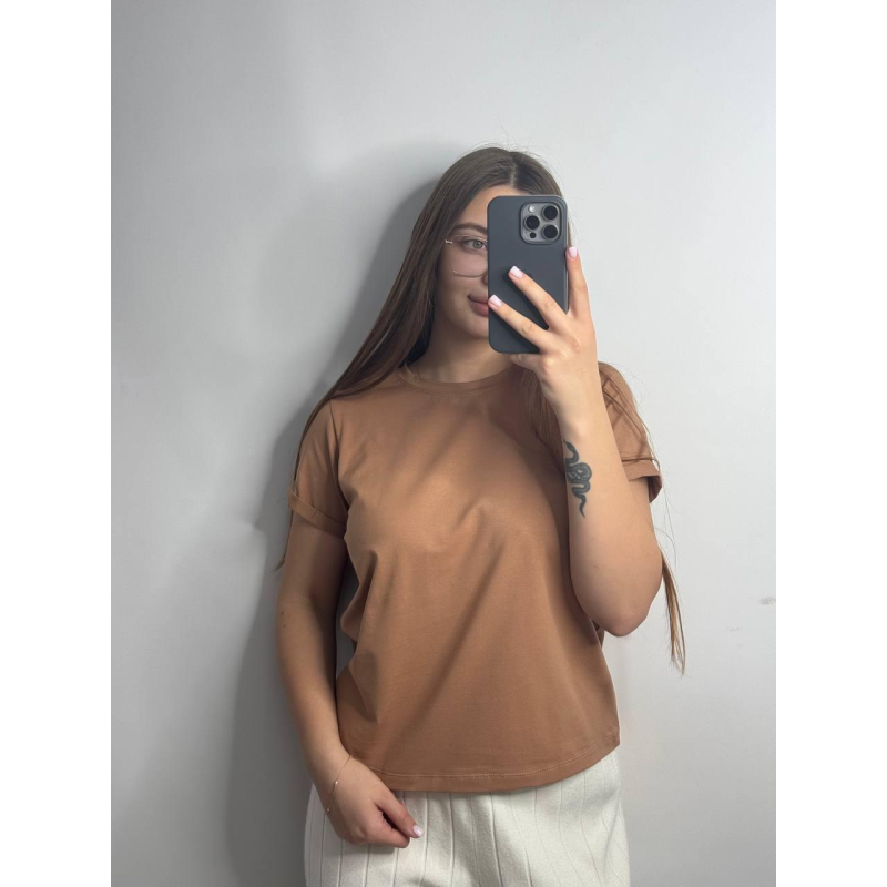 Базова футболка жіноча однотонна Кемел, S