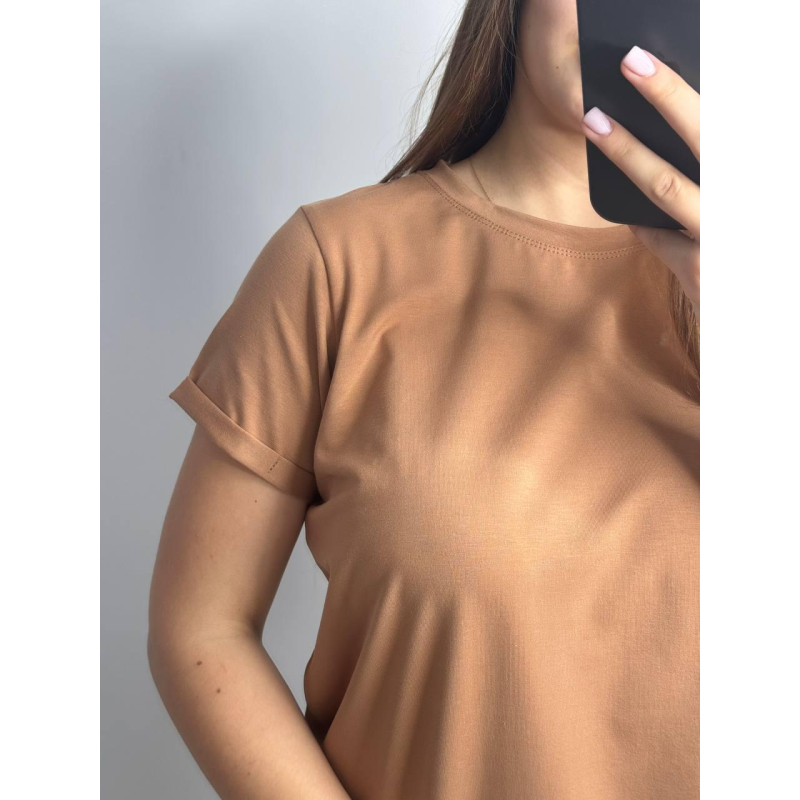 Базова футболка жіноча однотонна Кемел, XXL