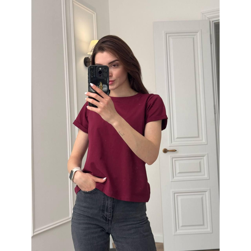 Базова футболка жіноча однотонна Марсал, S