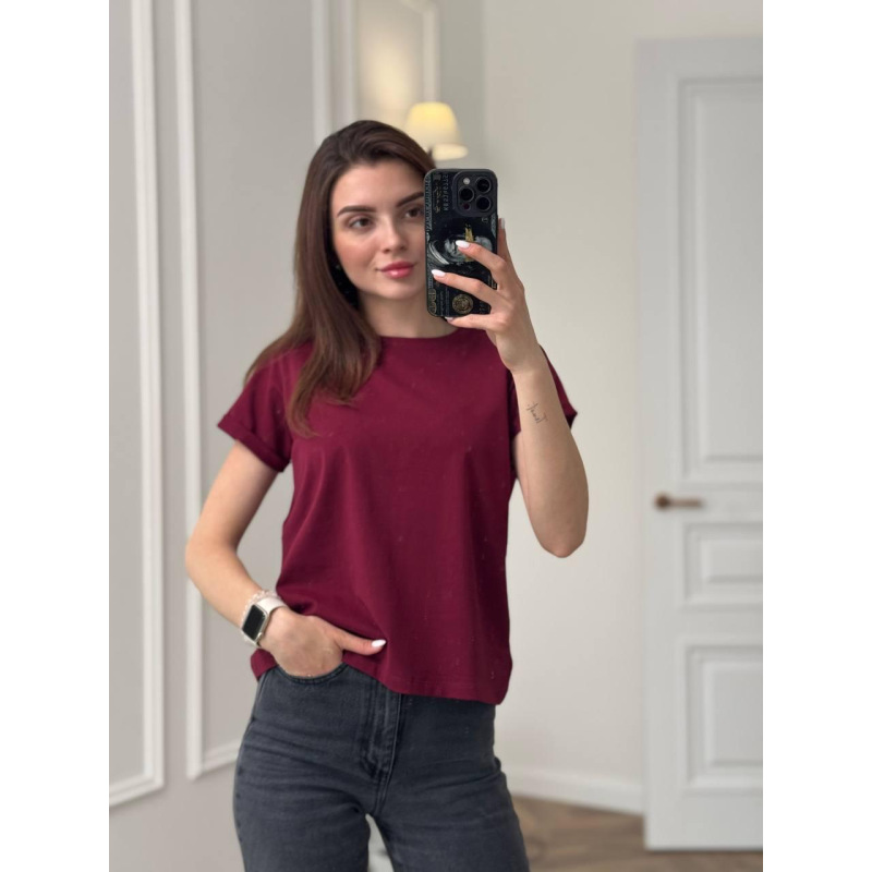 Базова футболка жіноча однотонна Марсал, M