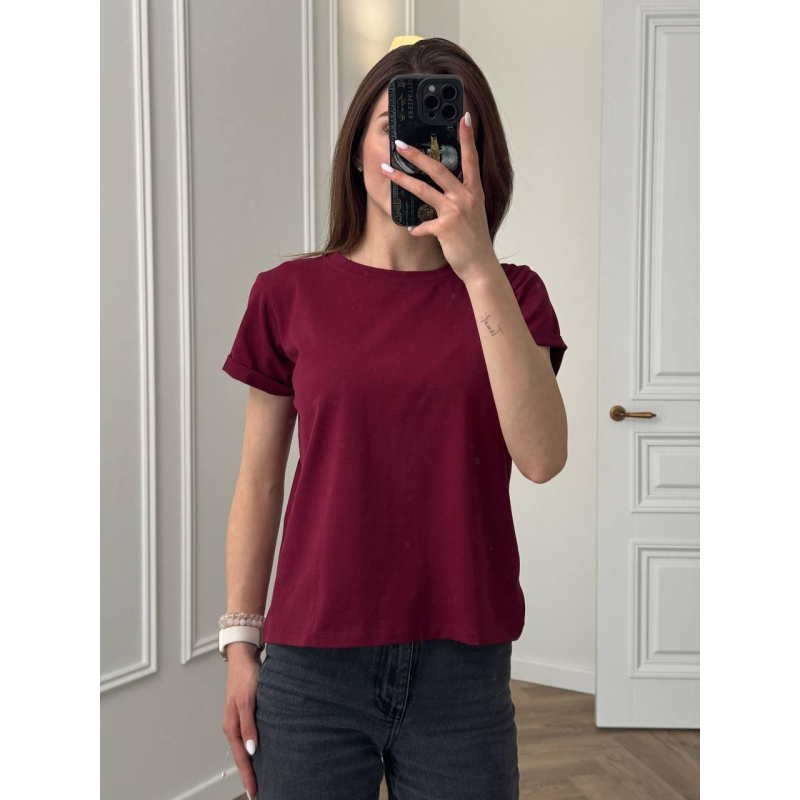 Базова футболка жіноча однотонна Марсал, L