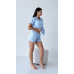 Піжама  жіноча шовкова сорочка з шортами Блакитний,XL