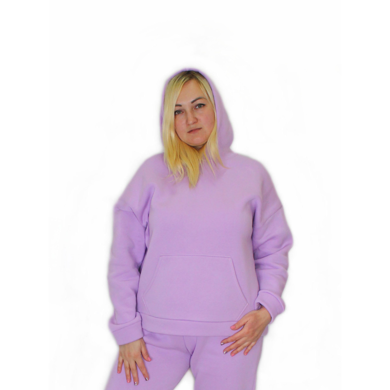 Жіноче худі на флісі, батал, бузковий 2XL/3XL