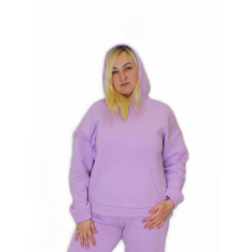 Жіноче худі на флісі, батал Бузковий, 4XL/5XL