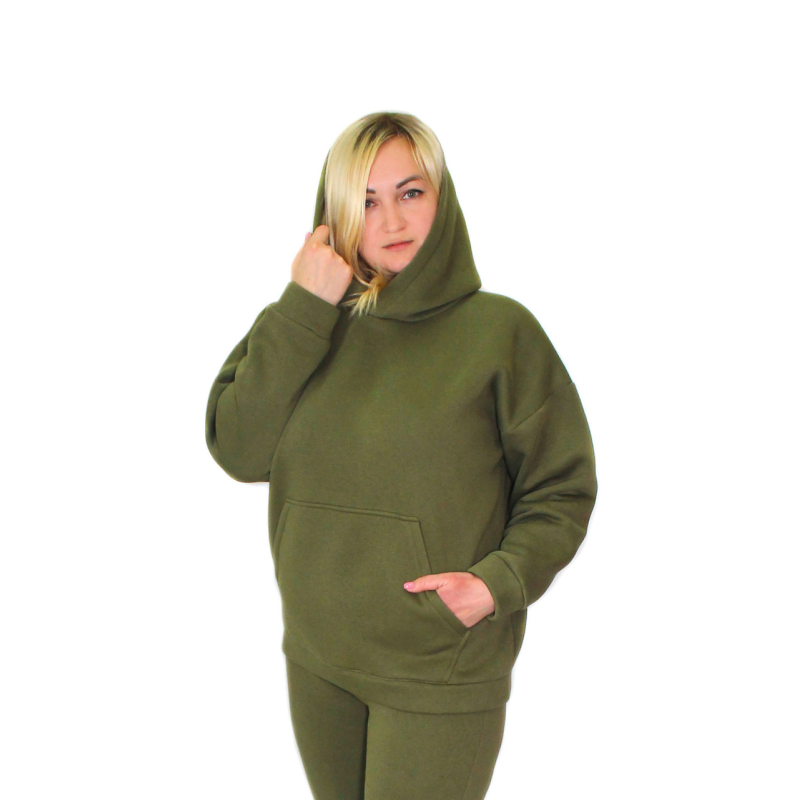 Жіноче худі на флісі, батал Хакі, 2XL/3XL