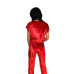 Жіночий домашній костюм, футболка + штани з мармурового велюру Червоний, L