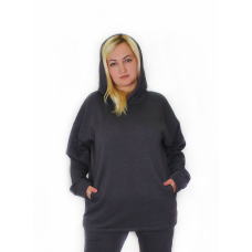 Жіноче худі на флісі, батал Сірий, р.2XL/3XL