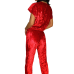 Жіночий домашній костюм, футболка + штани з мармурового велюру Червоний, L