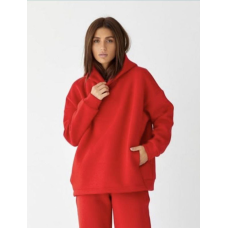 Жіноче худі на флісі, батал Червоний, 4XL/5XL