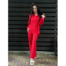 Костюм жіночий літній льон Червоний XS/S