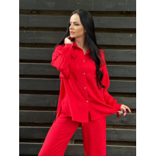 Костюм жіночий літній з льону  Синій, 46/48