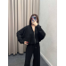Жіночий костюм-двійка з широкими штанами Чорний, 46/48