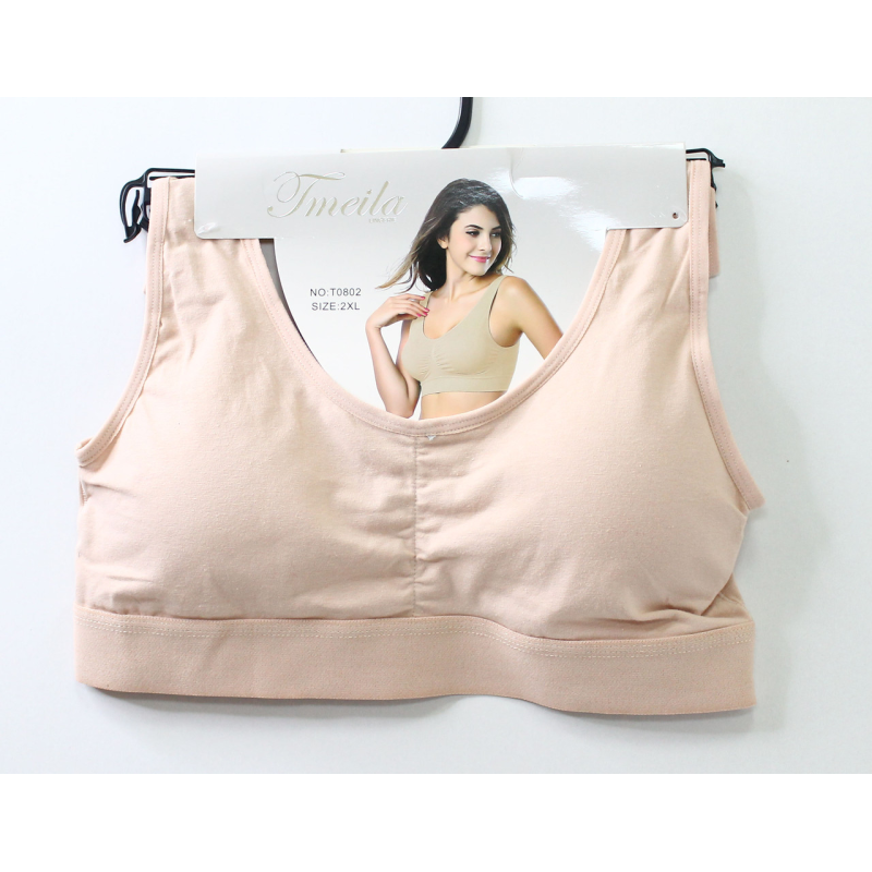 Бюстгальтер топ з широкою гумкою, бежевий, 65-70 (чашка АА-A-В)