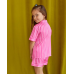 Дитяча піжамка із сатину шорти з сорочкою, Рожева смужка, 134-140