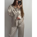 Жіночий шовковий костюм із штанами Беж,  XS-S