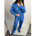 Жіночий шовковий костюм із штанами Синій, XL/2XL