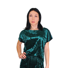 Жіночій домашній костюм, футболка+шорти з мрамурного велюру Зелений, S