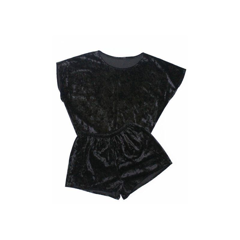 Жіночій домашній костюм, футболка+шорти з мрамурного велюру Чорний, L