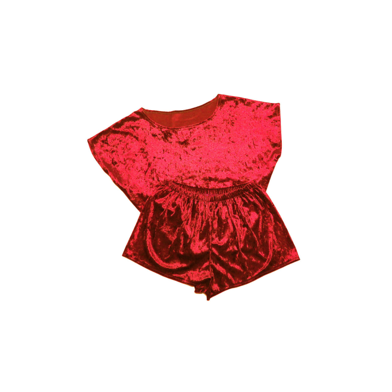 Жіночий домашній костюм, футболка + шорти з мармурового велюру Червоний, XL