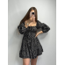 Жіноче софтове плаття на ґудзиках із довгим рукавом. Чорний, Квітковий принт, M-L
