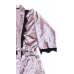 Халат жіночий із мармурового велюру під пояс. темна пудра, M/L