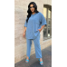 Костюм жіночий трійка зі штанами Блакитний, 58/60