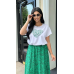Костюм жіночий футболка зі спідницею  Зелений, 50/52